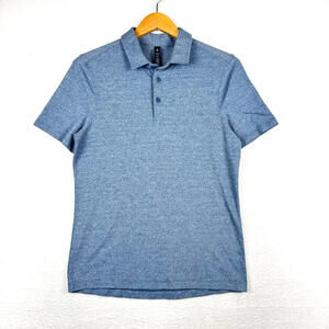 Lululemon Mens Small Evolution Short Sleeve Blue Polo Performance Shirt Golf